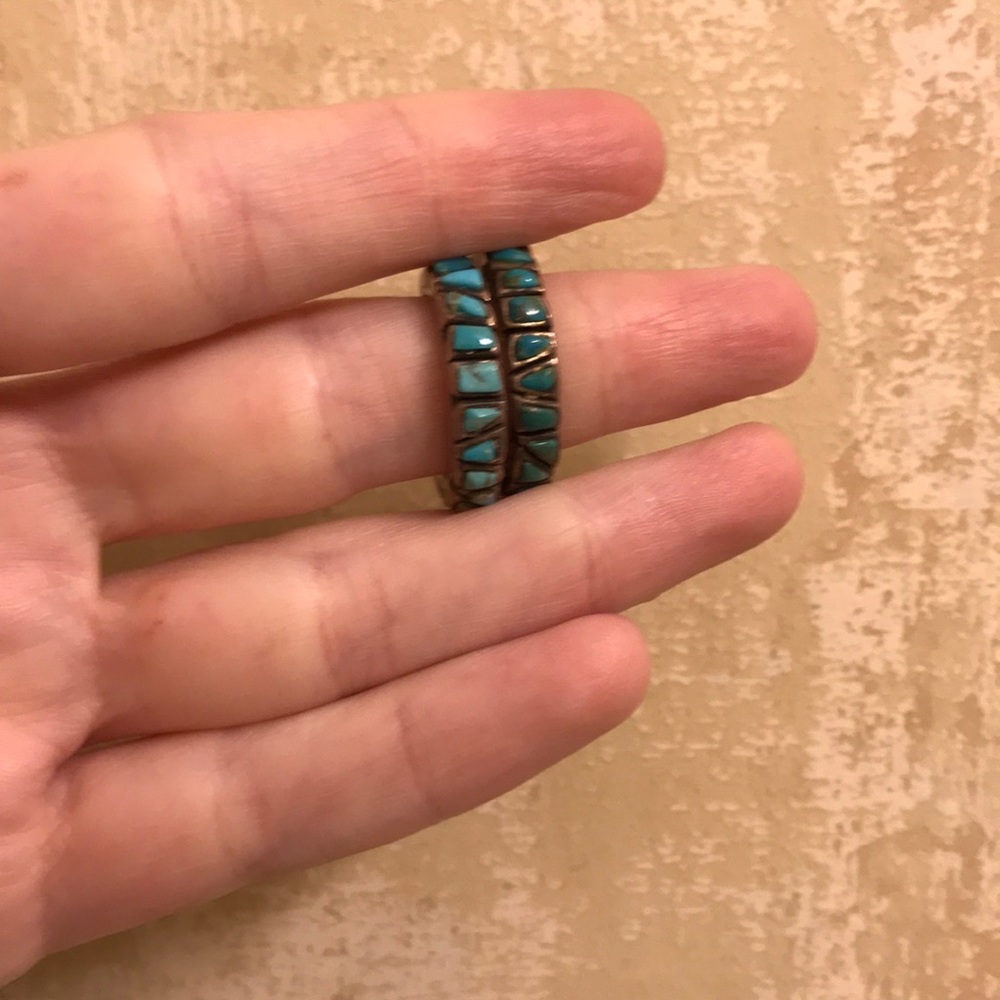 Turquoise and silver half hoop earrings